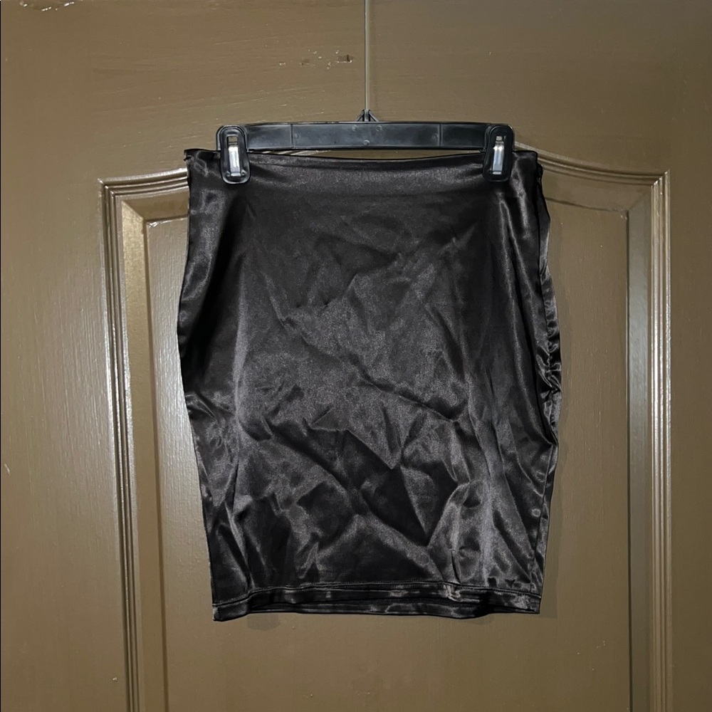 Elegant Black Satin Skirt